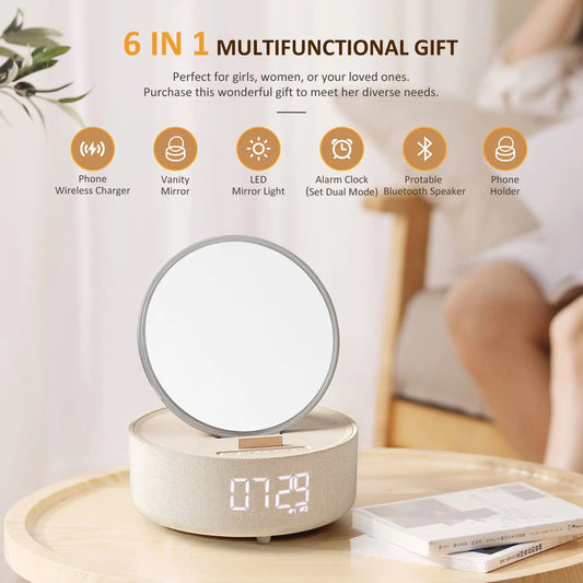 Digital Alarm Clock with Bluetooth Speaker